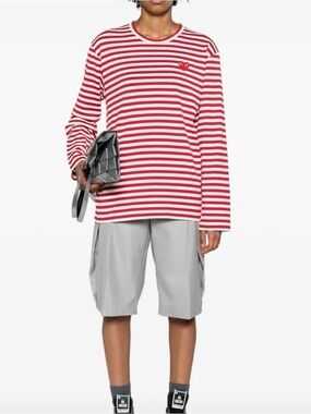 Comme des Garçons PLAY Red and White Striped Long Sleeve Tee (Men’s)